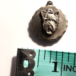 Yorkshire Terrier Charm pendant vtg Rawcliffe Pewter 1983 Gift Dog Lover jewelry